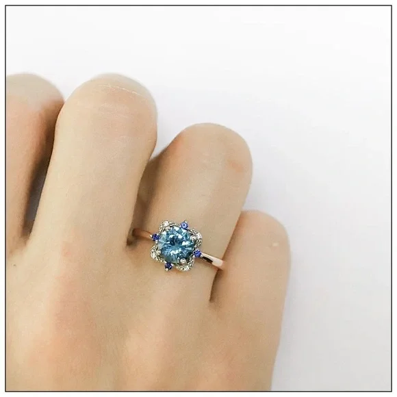 NEW Sterling Silver & Rose Gold Light Blue Topaz With London Blue Topaz … - Picture 3 of 5